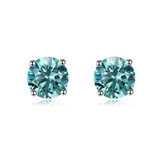 Women's & Men's Jewelry Blue-green Couple Trendy Sier High Carbon Earrings