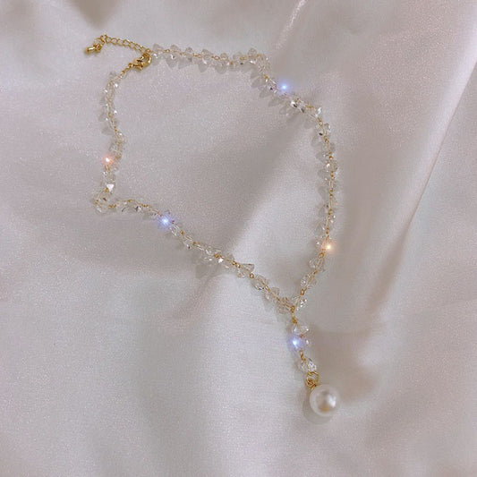 Women's Temperamental Minority Design Crystal Pearl For Indifference Trend Clavicle Collar