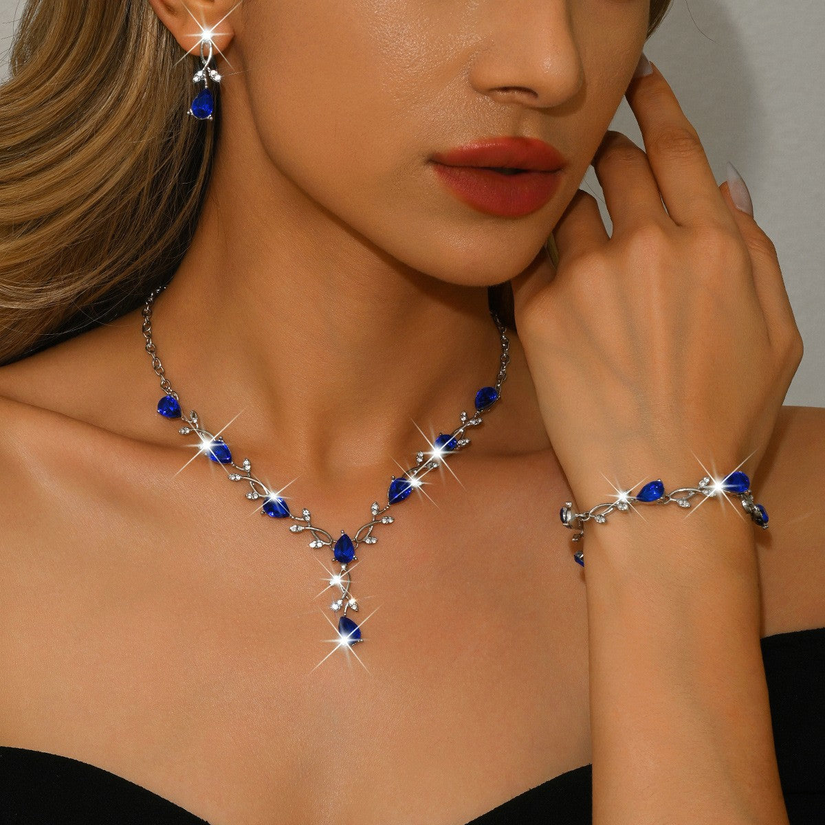 Women's Bridal Crystal Two-piece Wedding Dress Jewelry Set