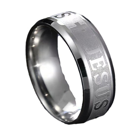 Men's Beveled Jesus Stainless Steel Personality Fashion Rings