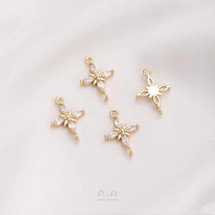 Color Retention Inlaid Zirconium Four-leaf Clover Stars Rhombus Jewelry Accessories