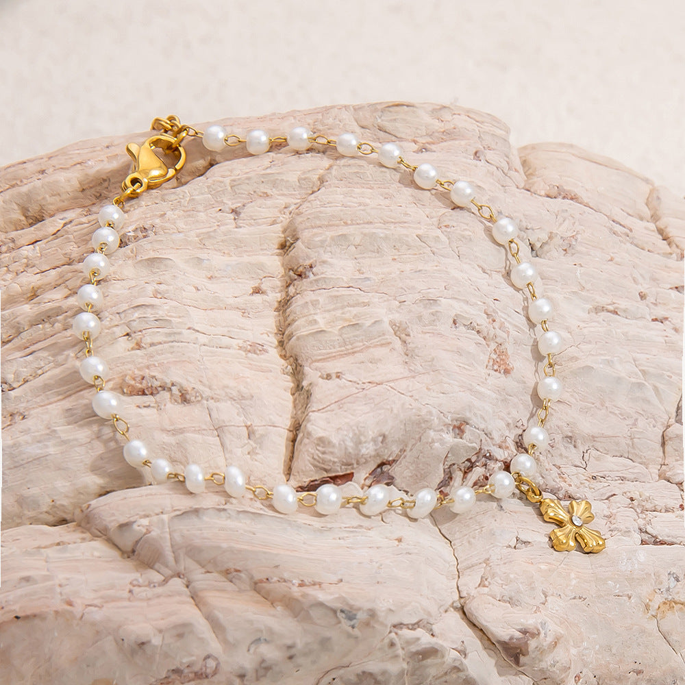 Steel Pearl Heart-shaped Shell Chain Gold-plated Bracelets