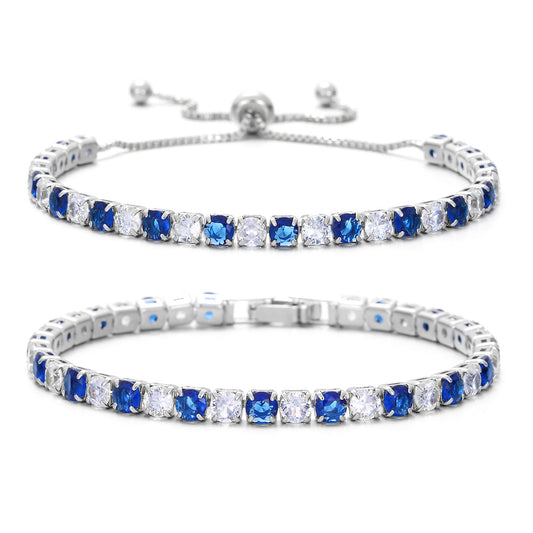 Zircon Single Row Full Diamond Adjustable Draw Tennis Fashion Bracelet