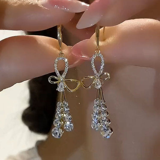Bow Tassel High Sense Temperament Entry Lux French Earrings