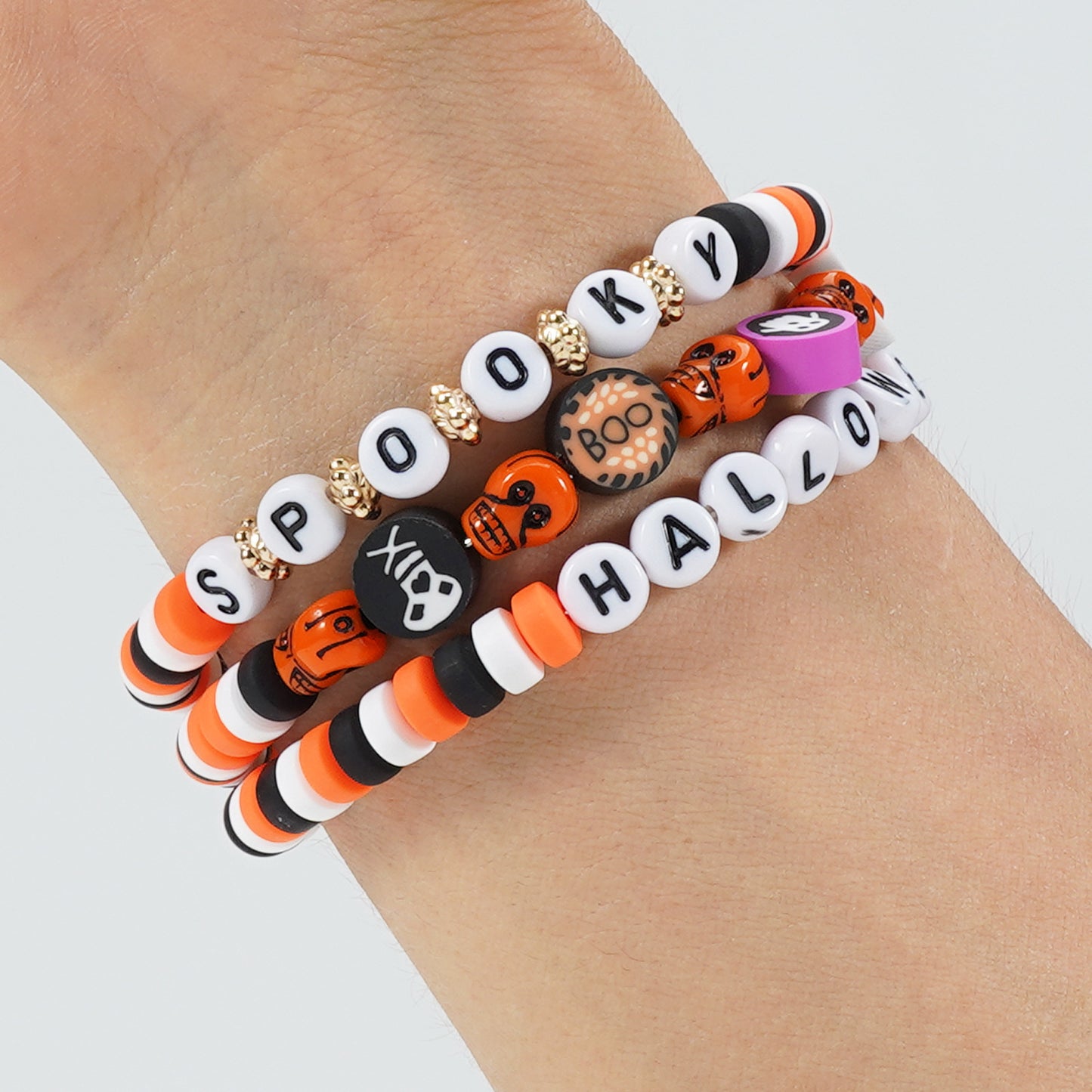 Halloween Polymer Clay Letter Beaded Party Bracelets