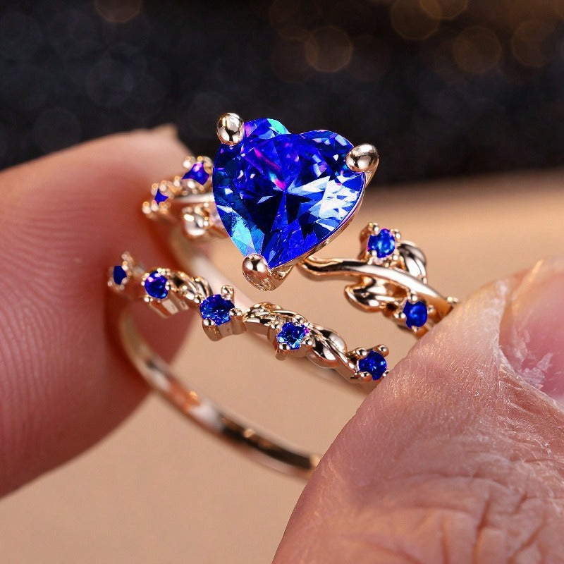 Inlaid Zircon With Diamond Heart-shaped Stylish Rings