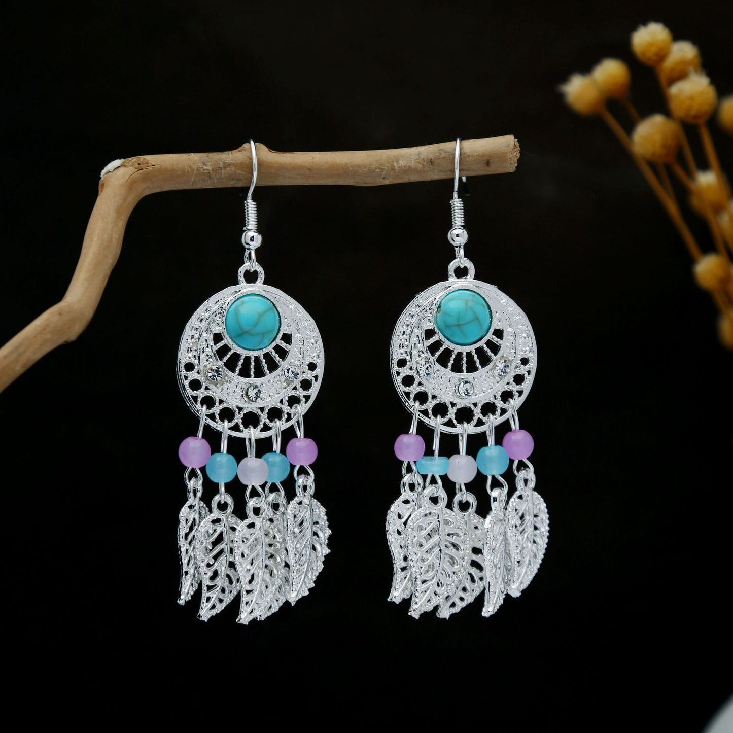 Personalized Ethnic Style Miao Sier Geometric Colorful Rings