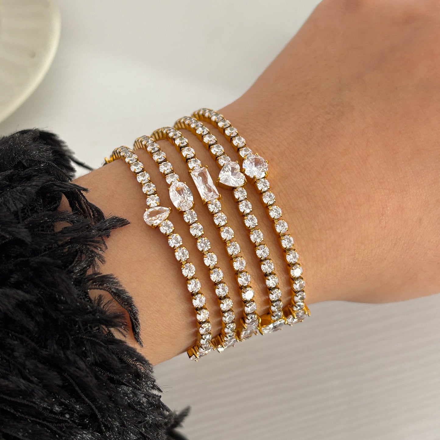 High Texture Twin Style Fully Jeweled Loving Bracelets
