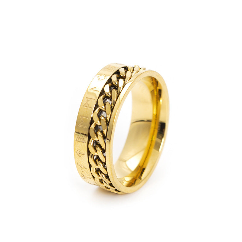 Popular Titanium Steel Viking Text Can Ring
