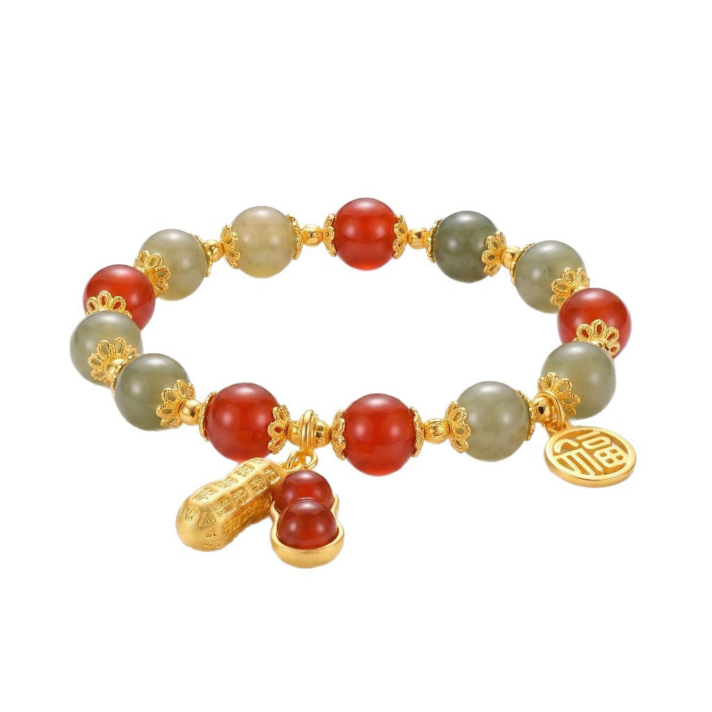 Happen Double Chain Layer Twin Imitation Natural Red Agate Bracelets