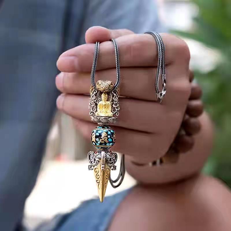 Shakyamuni Vajra Rotatable Six Words Proverbs Buddha Monster Pendants