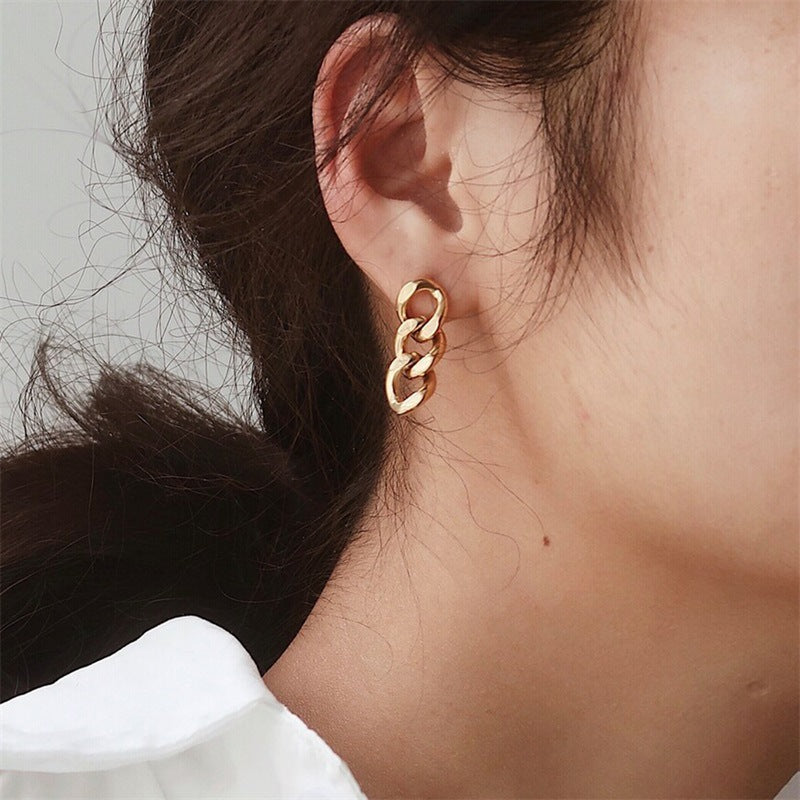 Women's Punk Cuban Link Chain Personality Fashion Earrings