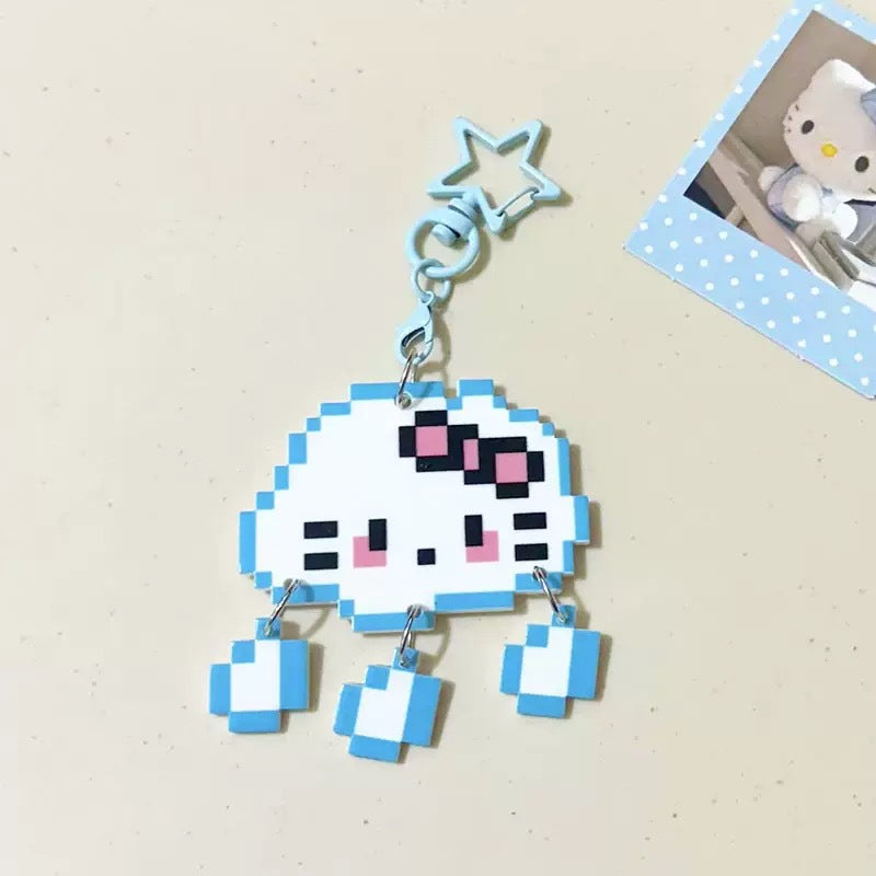 Pixel Cartoon Key Button Schoolbag Cute Acrylic Hang Decorations Hanging Ornaments