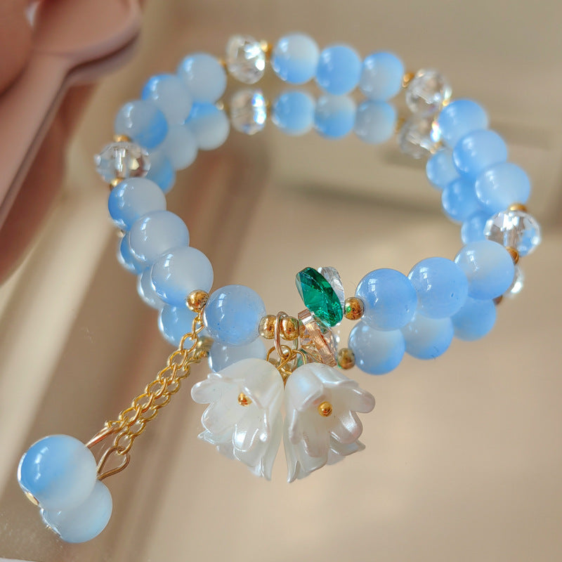 Two-color Lily Female Temperament Small Crystal Bracelet