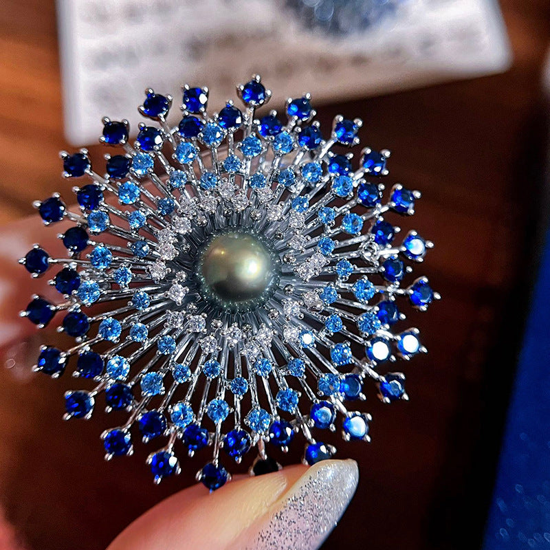 Bright Gradient Blue Fireworks Brooch Micro Inlaid Brooches
