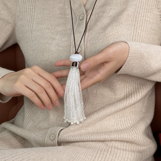Women's Crystal Beaded Tassel High-grade Temperament Wild Long Necklace