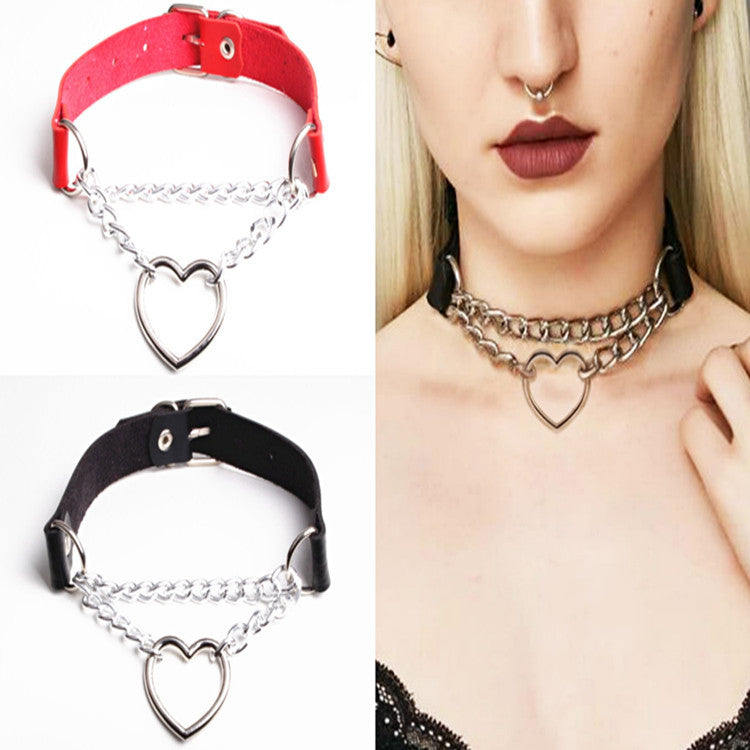 Peach Heart Chain Couple Street Shot Love Collar