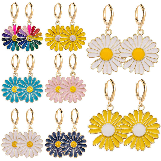 Autumn Sun Alloy Dripping Oil Color Earrings