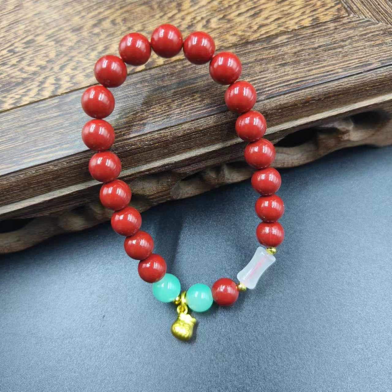 Women's & Men's Cinnabar Purple Gold Sand Single Circle Simple Buddha Beads Light Bracelet