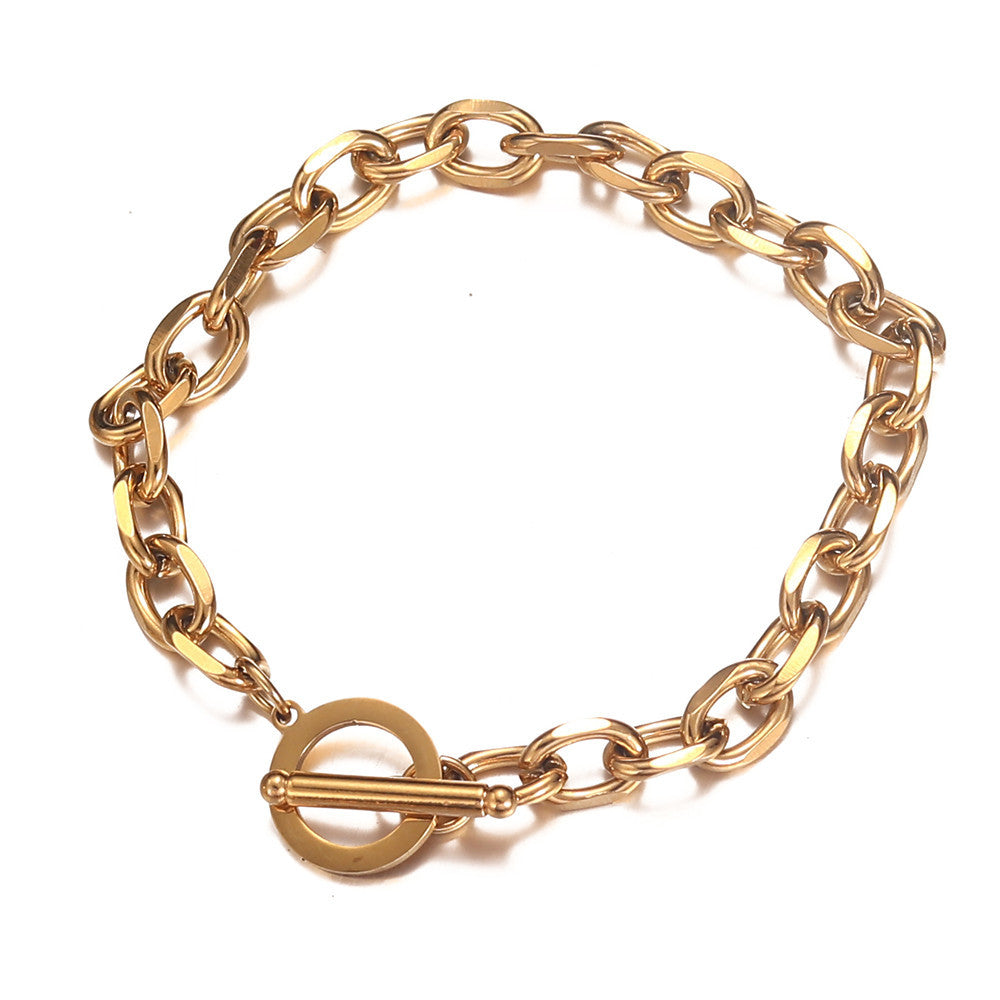 Fashion Exquisite Stainless Steel Slice Connecting Shackle Bracelet