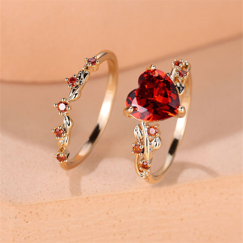 Inlaid Zircon With Diamond Heart-shaped Stylish Rings