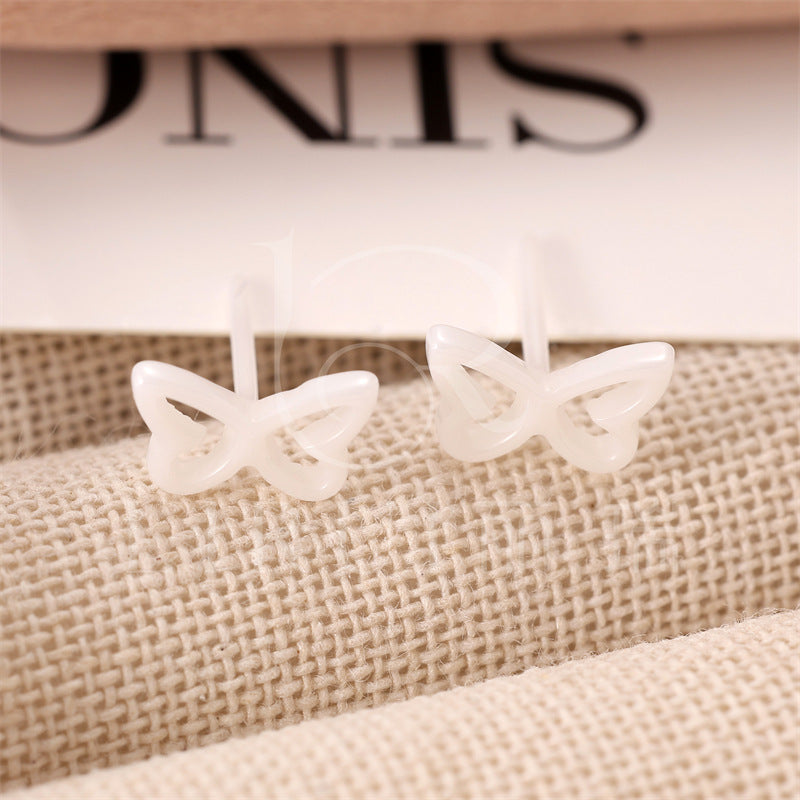 Butterfly Integrated Biological Porcelain Tassel Zirconia Ceramic Ear Small Stud Earrings