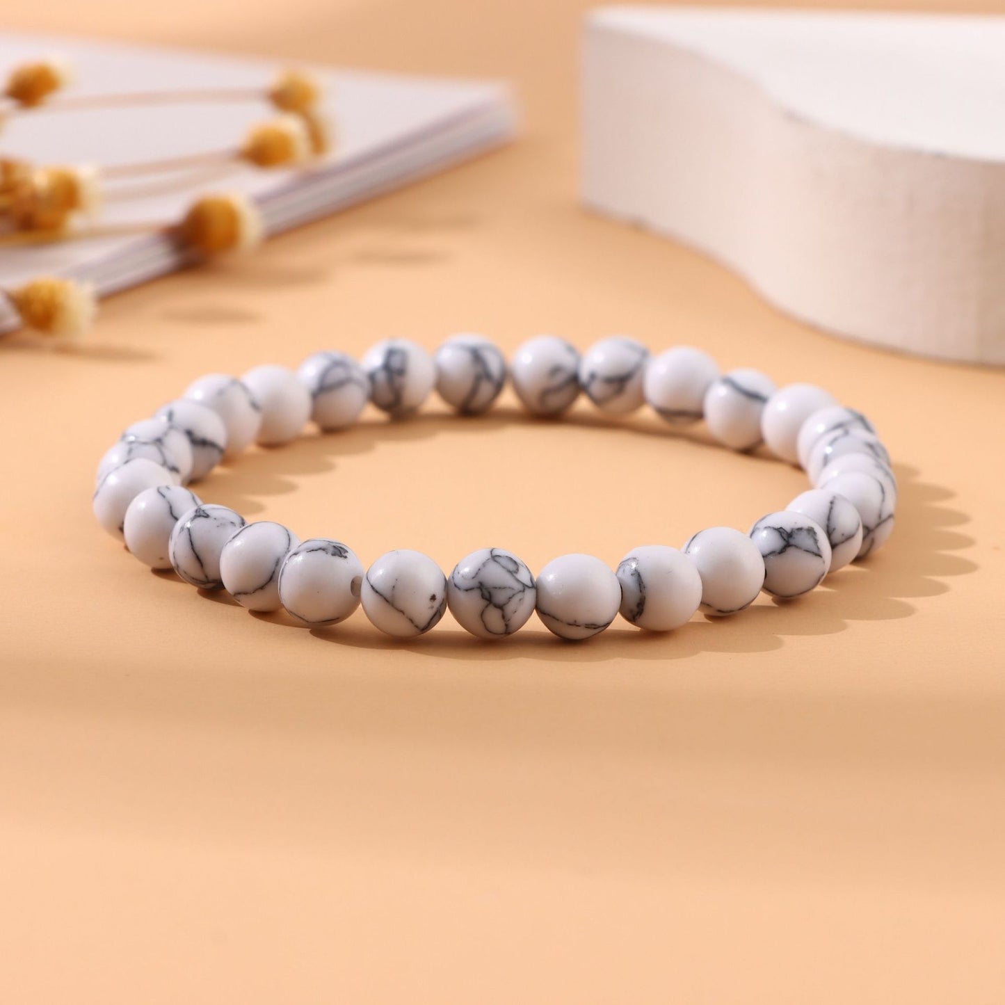Women's & Men's Round Beads Couple Fashion Elastic String Beaded Bracelets