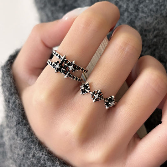 Women's Cool Style Cross Retro Vintage Open-end Adjustable Rings