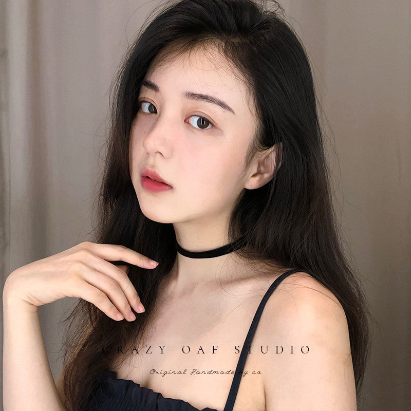 Ju Classic Black Simple Female Veet Collar
