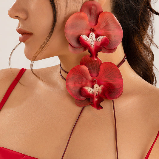 Women's Phalaenopsis Pull Personalized Long Big Flower Collar