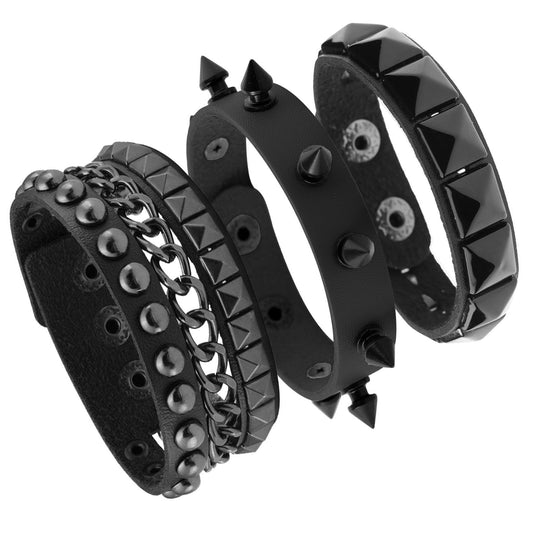 Men's Punk Chain Wrist Hip Hop Rivet Bracelet