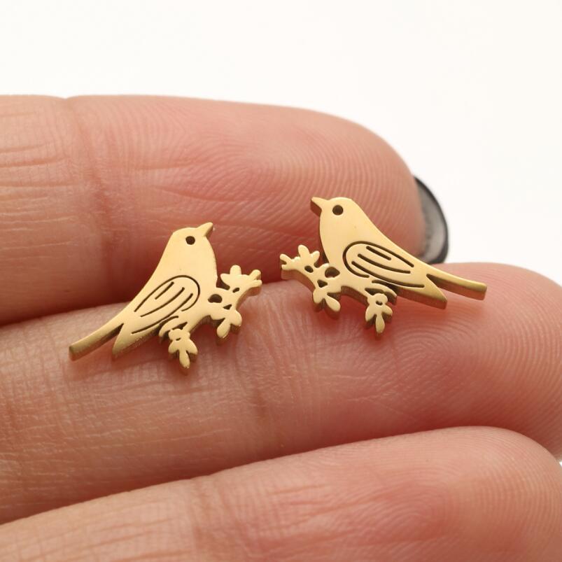 Accessories Stainless Steel Bear Elk Snake Bird Earrings