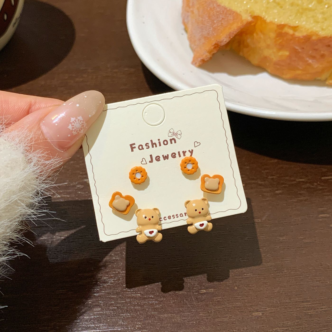 Women's Bread Party Earings Sier Needle Fun Cute Exquisite Sweet High Earrings