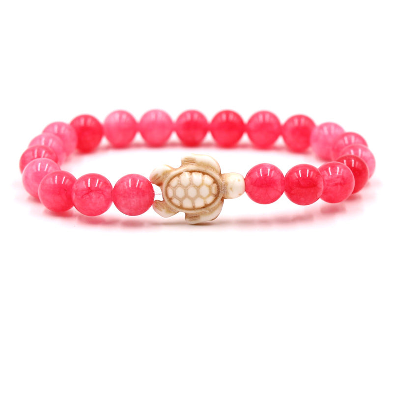 Women's & Men's Natural Yellow Tiger's Eye Beads Turquoise Turtle Bracelet