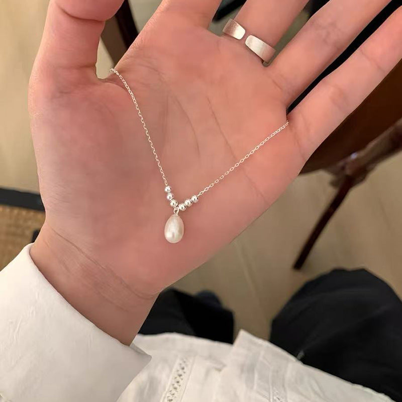 Sier Safety Lock Chinese Style White Necklace