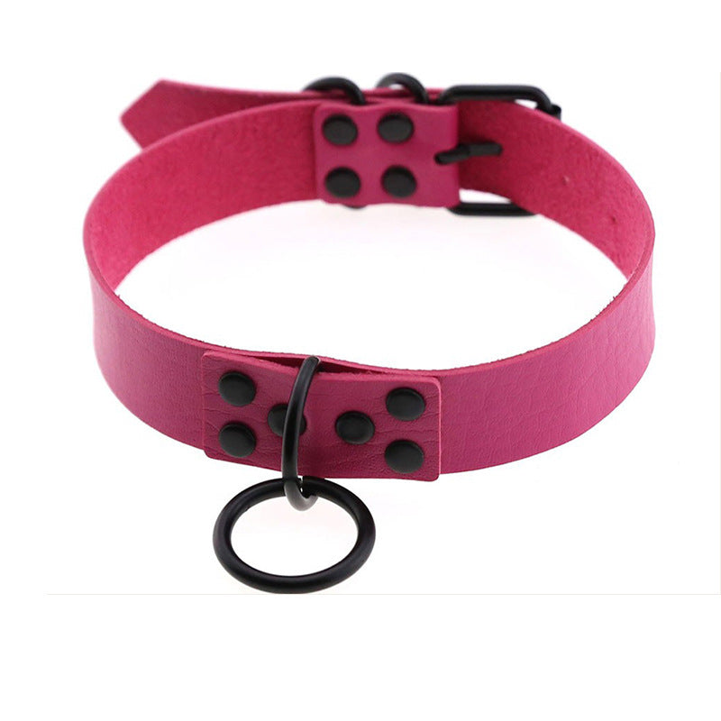 Goth Punk Neckband Fashion All Black Nail O-shaped Collar Necklace