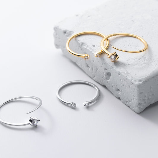 Sterling Sier Simple Open Sweet Mini Rings