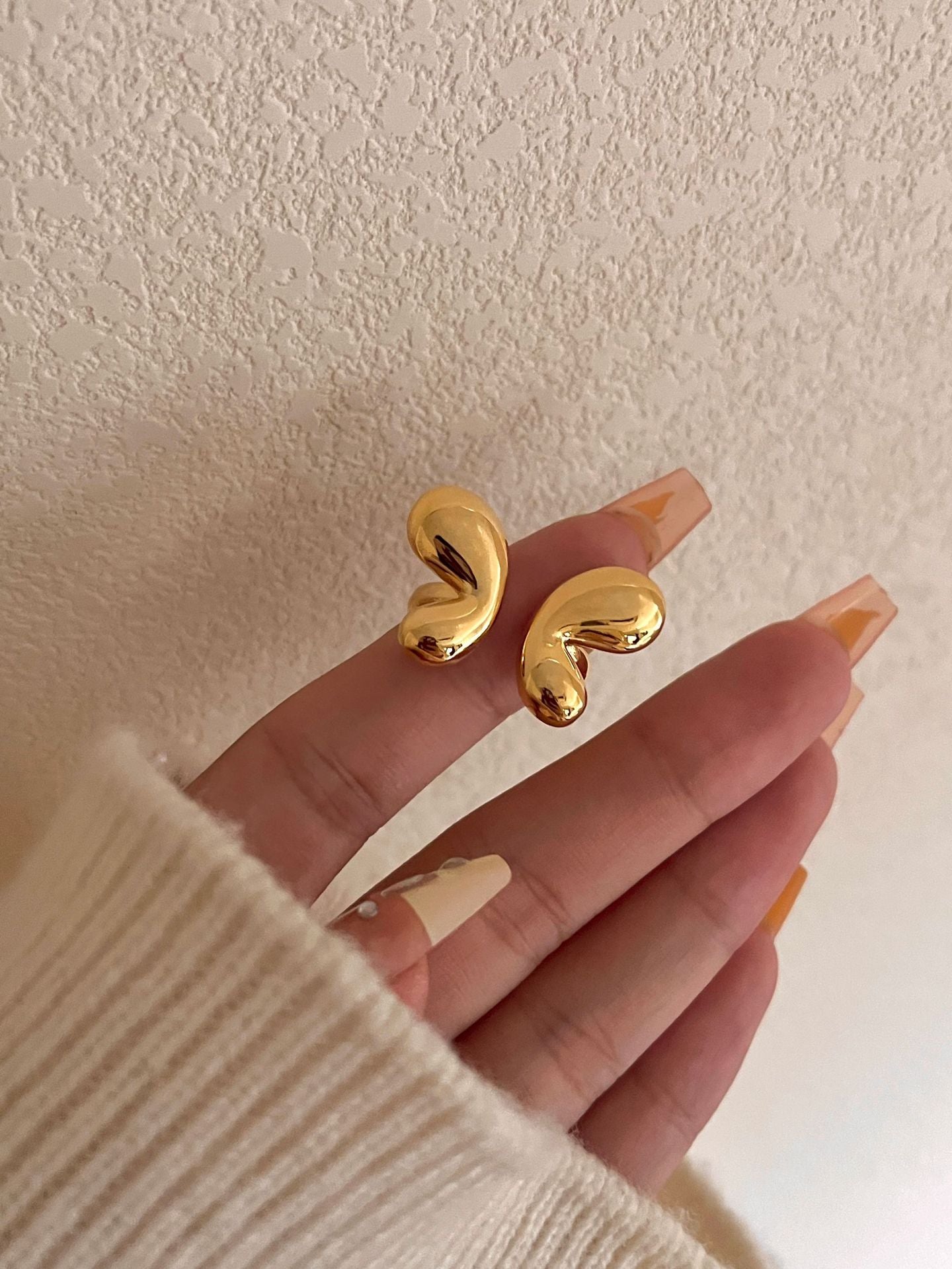 Metal Copper Plated Real Gold Glossy Butterfly Star Open-end Simple Ring