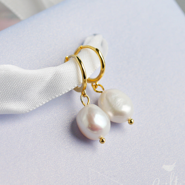 Women's Irregular Baroque Pearl High-grade Light Luxury Temperament Ear Earrings
