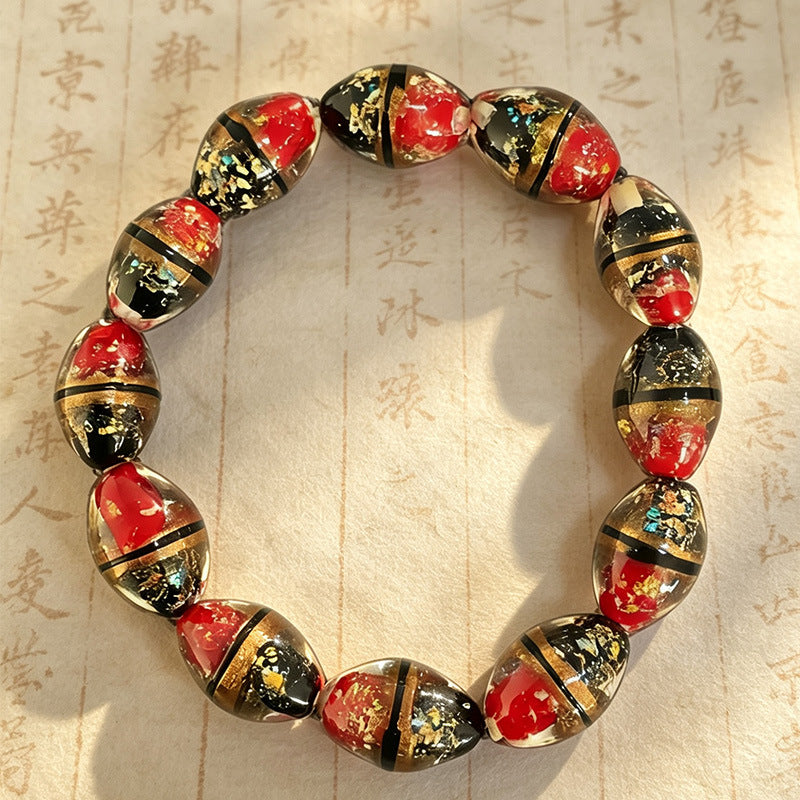 Women's & Men's Luminous Two-color Waist Drum Colored Glaze Crafts Beaded Bracelet