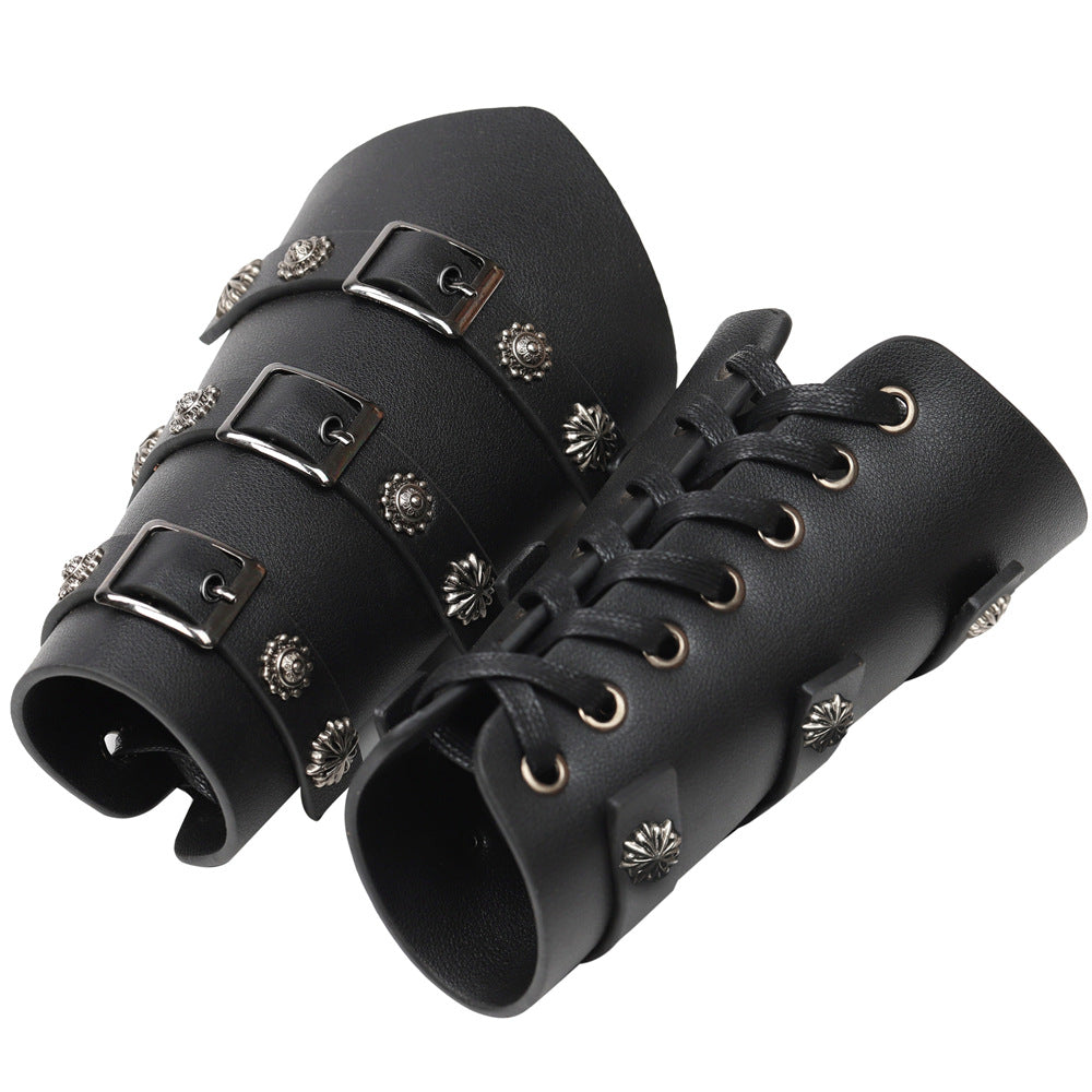 Exaggerated Personalized Leather Punk Cycling Arm Guard Medieval Knight Bracelet