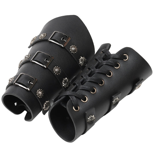 Exaggerated Personalized Leather Punk Cycling Arm Guard Medieval Knight Bracelet