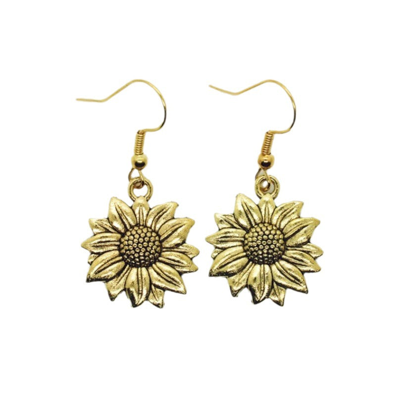 Sun Flower Retro Three-dimensional Sunflower Carving Fashion Ear Hook