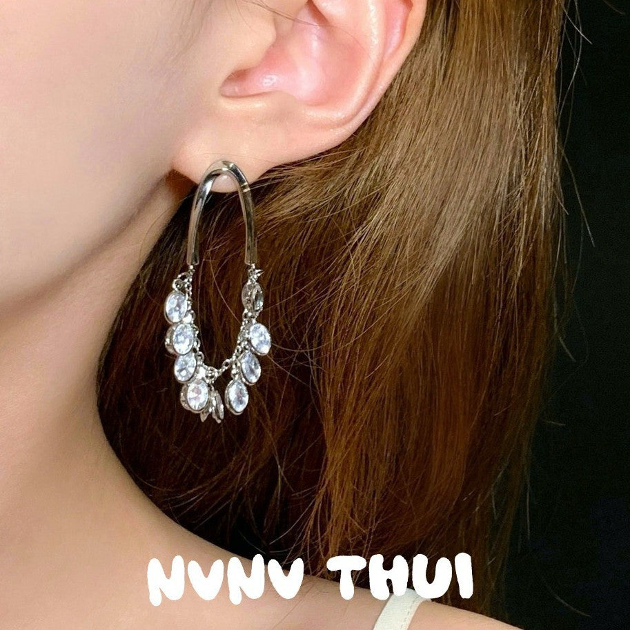 Crystal Sunflower Gem Starry Sky Dome Earrings