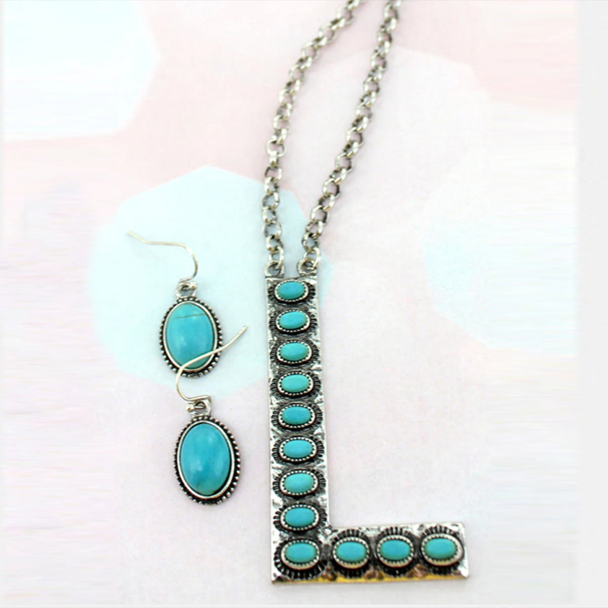 Bohemian Alphabet Letter Retro Style Inlaid Jewelry Set
