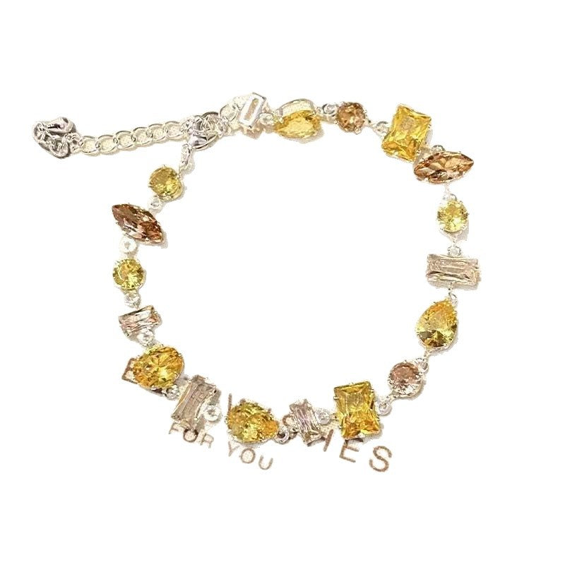 Golden Super Flash Zircon Female Good-looking Party Light Luxury Minority Bracelets