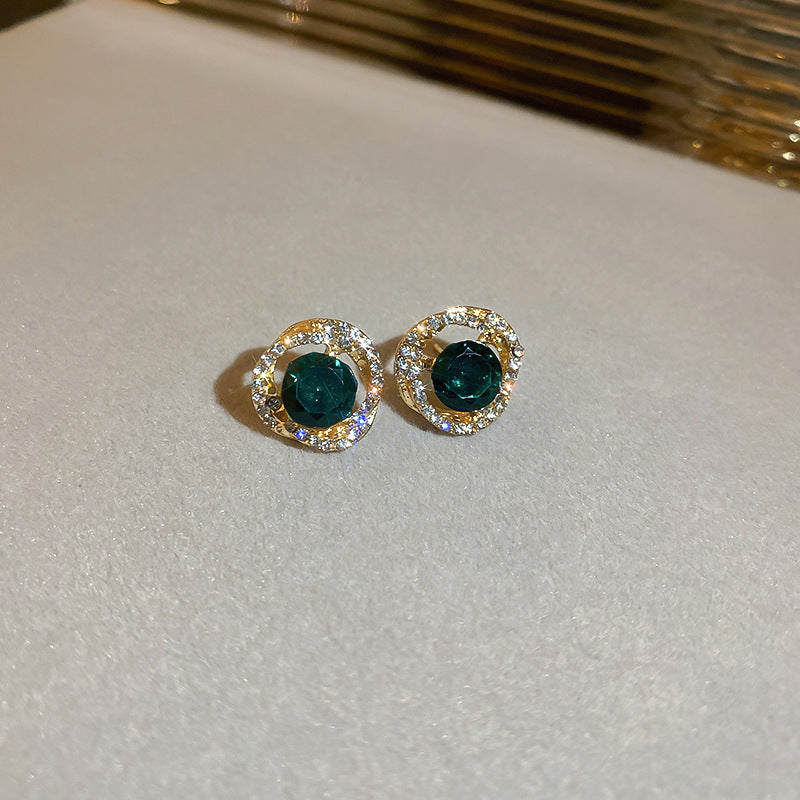 Needle Vintage Emerald Rhinestone Fashion Special Interest Light Earrings