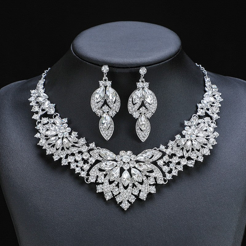 Women's Vintage Leaves Flowers Exaggerated Bridal Wedding Jewelry Set