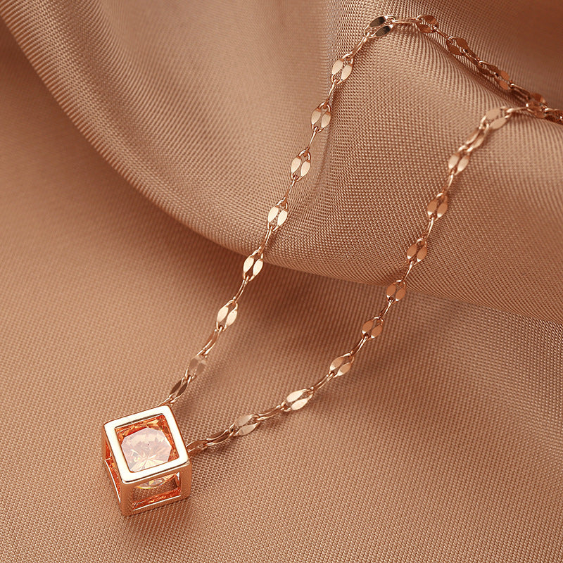 Zircon Rose Gold Cold Style Female Light Luxury Necklace