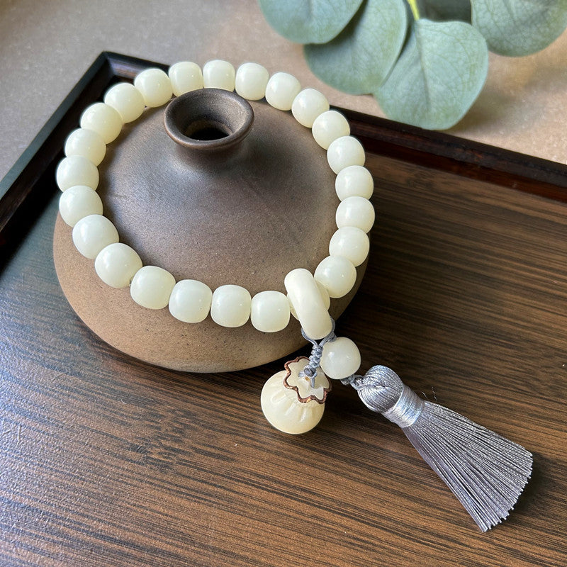 Chinese Style White Jade Bodhi Root Han Clothing Flexible Tassel Rings